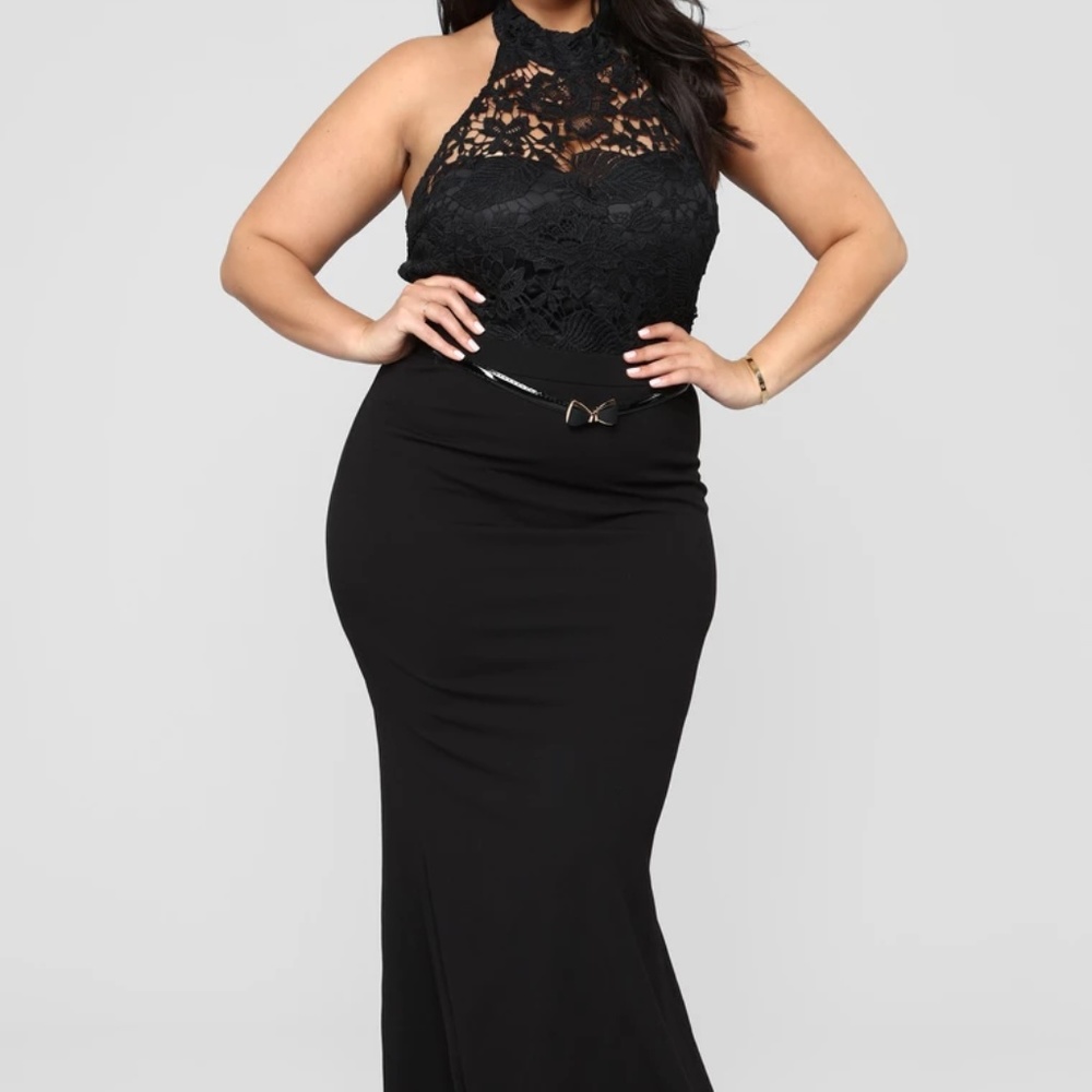 Fashion Nova Halter Black Lace Dress**NWT